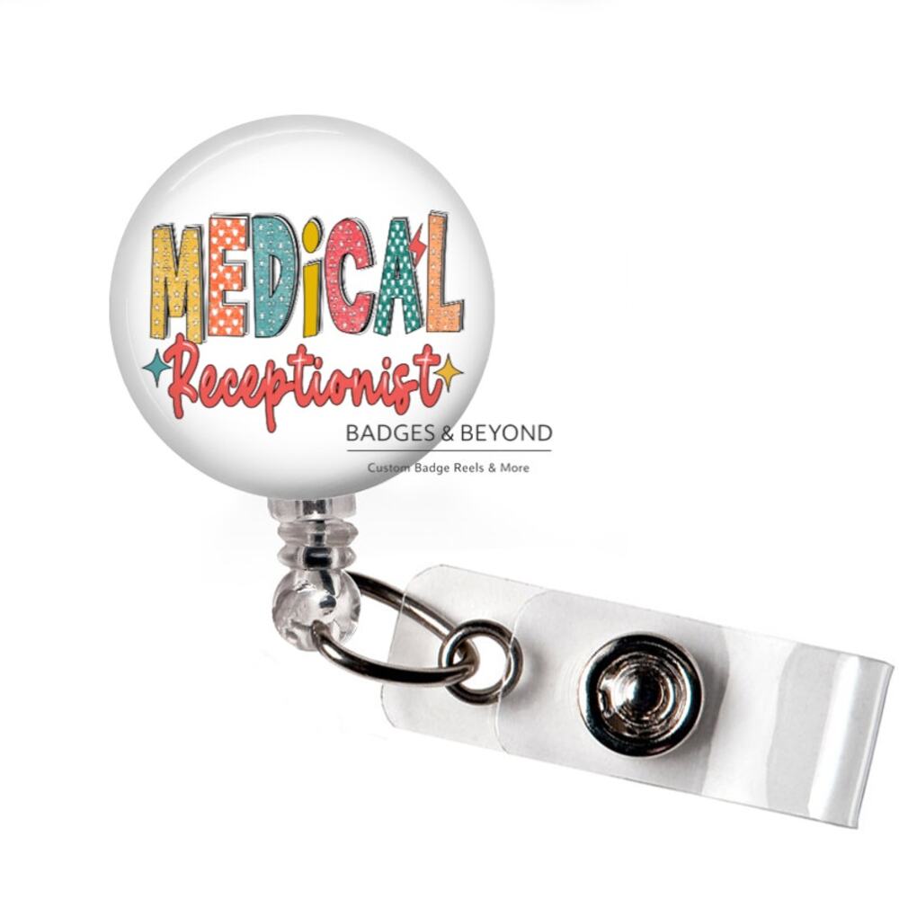 🩺✨ Medical Receptionist Badge Reel | Front Desk Retractable ID Holder